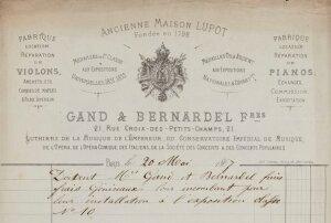 Maison Gand & Bernardel Frères. Bron: archieven Musée de la Musique, Parijs