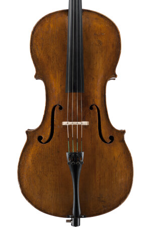 Een 3/4-cello, gebouwd door Vincenzo Jorio in Napels.
